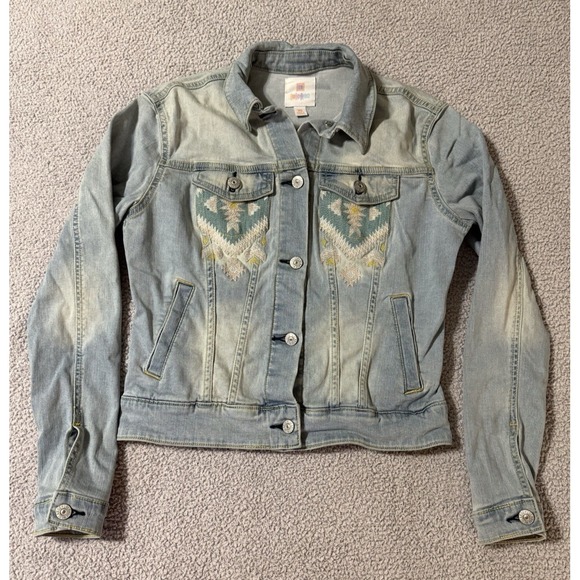 LuLaRoe Jackets & Blazers - LulaRoe Denim Jacket Women's XS Embroidered Harvey Design Southwestern Aztec